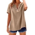 thumbnail image 1 of WCJM Baseball Shirt Womens Shirts Loose Button Shirt Tops Stand Solid Color Sleeve Collar Casual Women's Shirt, 1 of 4