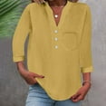 thumbnail image 1 of WCJM Basic Long Sleeve T Shirt Womens Women's Long Sleeve T-Shirt Loose Button Shirt Top Stand Solid Color Sleeve Collar Casual Women's Shirt Women's Shirt, 1 of 7