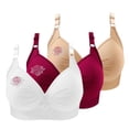 thumbnail image 1 of WCJM Beige 3 Pack Sports Bras for Women 2026 Comfortable V Neck No Underwire Bra Adjustable Strap Breathable Soft Bras, 1 of 2