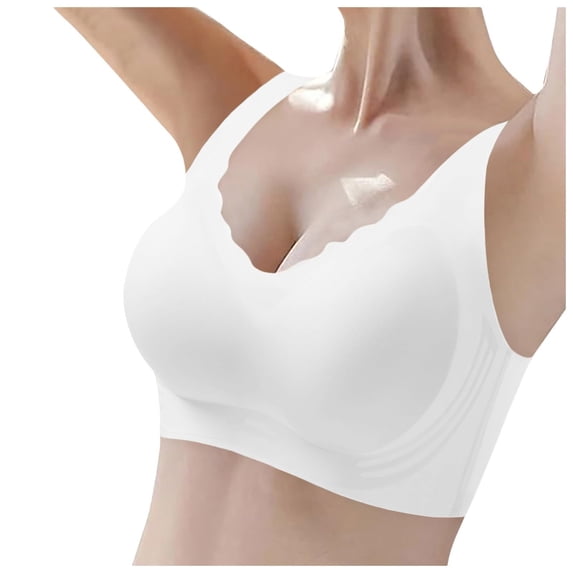 WCJM Beige High Support Bras For Women Adjustable Strap Full Coverage Up Bras Comfortable No Underwire Wireless Bras