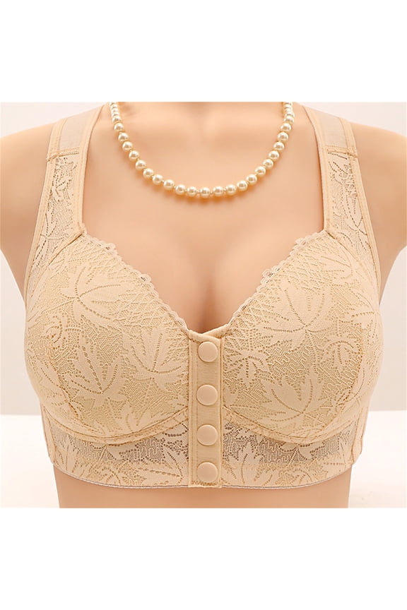 Beige Thin Laceless Comfortable Breathability Underwear Large Size Brater Buckle Female Bra Deep V Neck Vest Bralette Wireless Bra