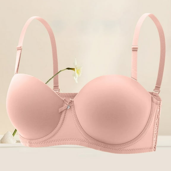 WCJM Beige Women's Comfortable Strapless Non Slip Folding Traceless And Ring Summer New Bra