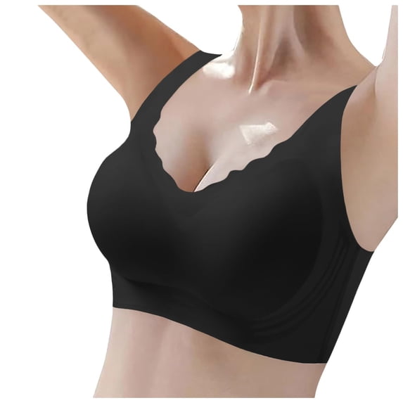 WCJM Black High Support Bras For Women Adjustable Strap Full Coverage Up Bras Comfortable No Underwire Wireless Bras