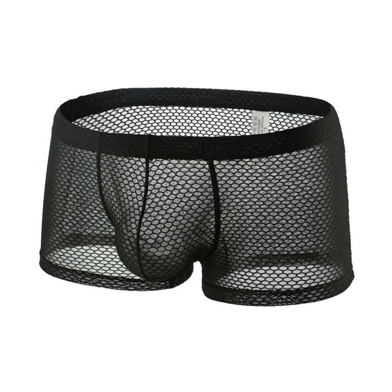 WCJM Black Men's Underwear Boxer Briefs Mesh Breathable Underpants