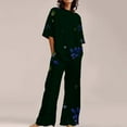 thumbnail image 1 of WCJM Blue Summer Outfits For Women 2 Cotton Linen Set Oversized T Shirts Straight Leg Pant Plus Size Tracksuit, 1 of 5