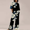 thumbnail image 1 of WCJM Blue Summer Outfits For Women 2 Cotton Linen Set Oversized T Shirts Straight Leg Pant Plus Size Tracksuit, 1 of 5