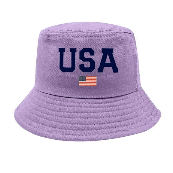 WCJM Blue cotton July 4 Independence Day American Honors Bucket Hat Adult Unisex Fishing Sun Hat Black