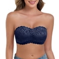 thumbnail image 1 of WCJM Bra Women Comfortable Strapless Bra Lace High Support Breathable Lightly Padded Wireless(Dark Blue,L), 1 of 6