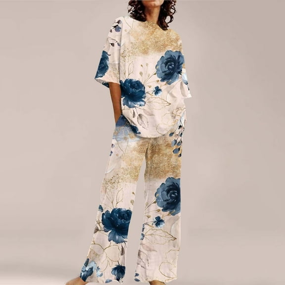 WCJM Brown Summer Outfits For Women 2 Cotton Linen Set Oversized T Shirts Straight Leg Pant Plus Size Tracksuit