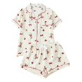 thumbnail image 1 of WCJM Button Front Pajama Set Womens Short Sleeve Lapel Print Top Matching Drawstring Shorts Lightweight Breathable Knit Summer Outfit, 1 of 7