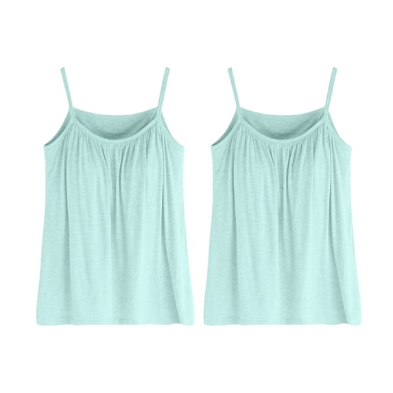 WCJM Camisoles & Tanks camisoles for women for under clothes Women's Plus Size Soft Tank Top With Bra Sleeveless Comfort Yoga Fitness Top Tank Top 2PC cotton camisoles for women