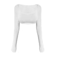 thumbnail image 1 of WCJM Casual Long Sleeve Crop Top for Women Square Neck Ribbed Knit Slim Fitted Basic Shirt Women's Long Sleeve T-Shirt, 1 of 8