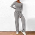 thumbnail image 1 of WCJM Clear Women's 2 Piece Sets Asymmetrical Long Sleeve T Shirt Wide Leg Pants Casual Outfits Tracksuit, 1 of 4