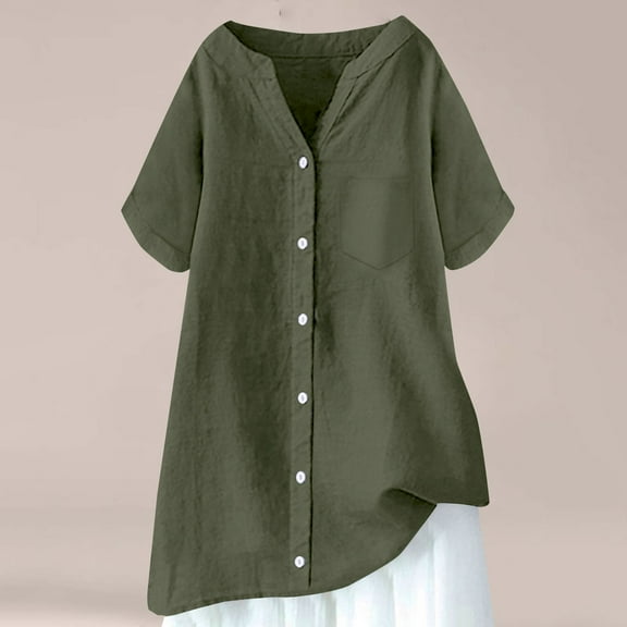 WCJM Cold Shoulder Tops for Women Short Sleeve T Shirts Twist Knot Women's Short Sleeve T-Shirt Women's Cotton Linen Shirts Solid 3/4 Sleeve Tunic Tops Oversized Tshirts Casual V Neck Blouses