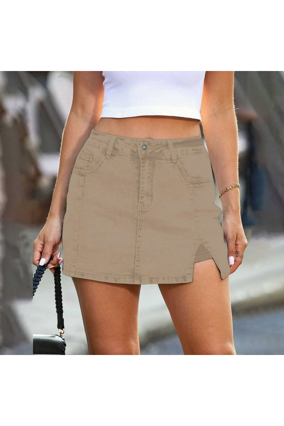 Comfort Colors Long Sleeve T Shirt Womens Women's Long Sleeve T-Shirt Skorts Bloomy Skorts Woman High Waisted Casual Stretchy Denim Skirt Side Split Skirts