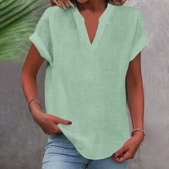 WCJM Women's Cotton Crop T-Shirts Short Sleeve Women's Short Sleeve T-Shirt Women's Fashion Casual V Neck Short Sleeve Tops T Shirt