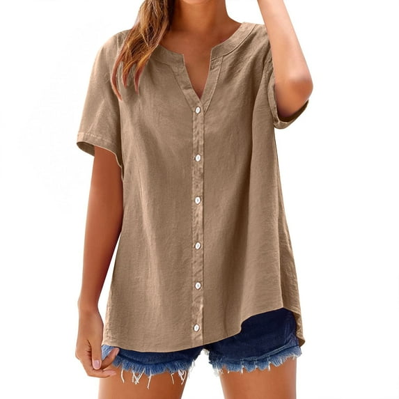 WCJM Fall Shirts for Women 2026 Women Shirts Loose Button Shirt Tops Stand Solid Color Sleeve Collar Casual Women's Shirt