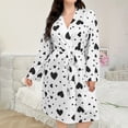 thumbnail image 1 of WCJM Fashion Sleepwear Women Robes Elegant Ribbon White Print Ladies Long Sleeve Sleepwear House Coat, 1 of 4