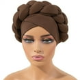 thumbnail image 1 of WCJM FemaleBoho Braided Turban Hat African Turbans For Women Headwraps For Black Women Braid Silky Turban Hats Brown, 1 of 4