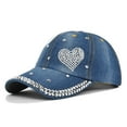 thumbnail image 1 of WCJM FemaleMens And Womens Casual Denim Retro Point Drill Washed Old Hat Solid Color Baseball Cap Blue, 1 of 5