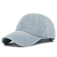 thumbnail image 1 of WCJM FemaleMens And Womens Denim Retro Washed And Old Destroyed Peaked Cap Solid Color Baseball Cap Blue, 1 of 4