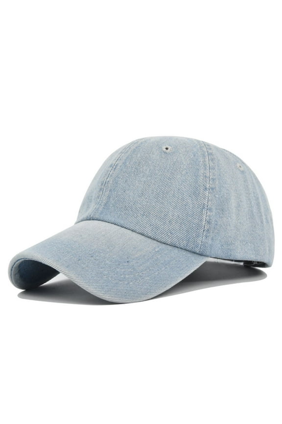 FemaleMens And Womens Denim Retro Washed And Old Destroyed Peaked Cap Solid Color Baseball Cap Blue