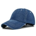 thumbnail image 1 of WCJM FemaleMens And Womens Denim Retro Washed And Old Destroyed Peaked Cap Solid Color Baseball Cap Navy, 1 of 6