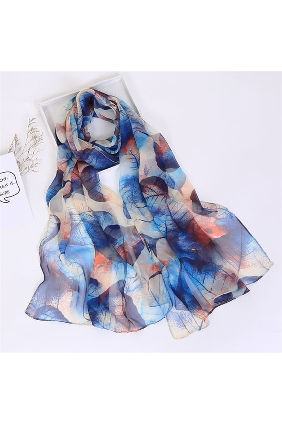 FemaleScarfs For Women Lightweight Print Floral Pattern Scarf Shawl Fashion Scarves Sunscreen Shawls And Wraps For Spring Blue