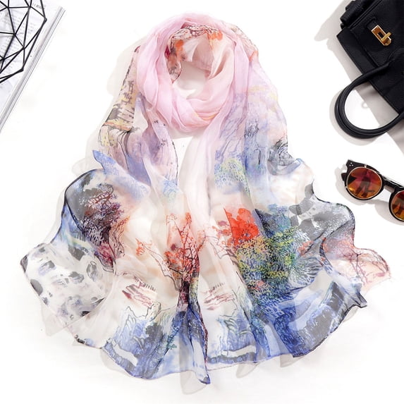 WCJM FemaleScarfs For Women Lightweight Print Floral Pattern Scarf Shawl Fashion Scarves Sunscreen Shawls And Wraps For Spring Pink