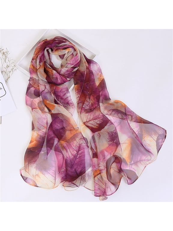 FemaleScarfs For Women Lightweight Print Floral Pattern Scarf Shawl Fashion Scarves Sunscreen Shawls And Wraps For Spring Purple