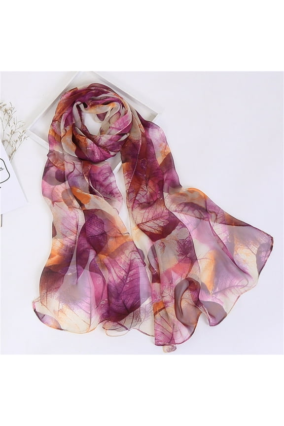 FemaleScarfs For Women Lightweight Print Floral Pattern Scarf Shawl Fashion Scarves Sunscreen Shawls And Wraps For Spring Purple