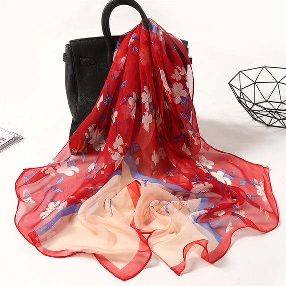 WCJM FemaleWomen's Summer Sunscreen Scarf Beach Scarf Long Thin Scarf Watermelon Red