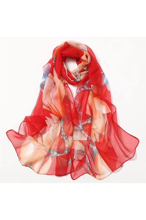 FemaleScarfs For Women Lightweight Print Floral Pattern Scarf Shawl Fashion Scarves Sunscreen Shawls And Wraps For Spring Watermelon Red
