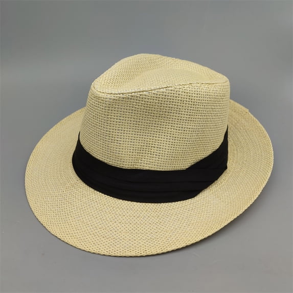 WCJM FemaleUnisex Men Women Panama Wide Brim Straw Hats Aldult Jazz Straw Hat Top Hat Sun Hat Yellow