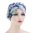 thumbnail image 1 of WCJM FemaleWomen Print India Hat Ruffle Cancer Chemo Hat Beanie Wrap Cap Blue, 1 of 2