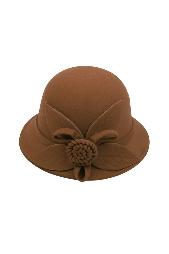 FemaleWomen'S Autumn And Winter Flowers Round Top Casual Fisherman'S Basin Cap Small Bowler Hat E