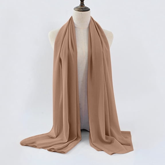 WCJM FemaleWomen's Soft Solid Color Shawl Baotou Pearl Chiffon Shawl Hijab W