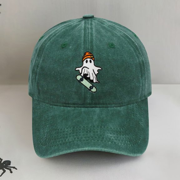 WCJM Ghost Halloween Sun Hats for Women Wide Brim Beach Hat Straw Visor Ponytail Summer Uv Packable Foldable Beach Vacation Essentials