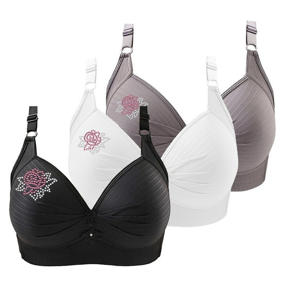 WCJM Gray 3 Pack Sports Bras for Women 2026 Comfortable V Neck No Underwire Bra Adjustable Strap Breathable Soft Bras