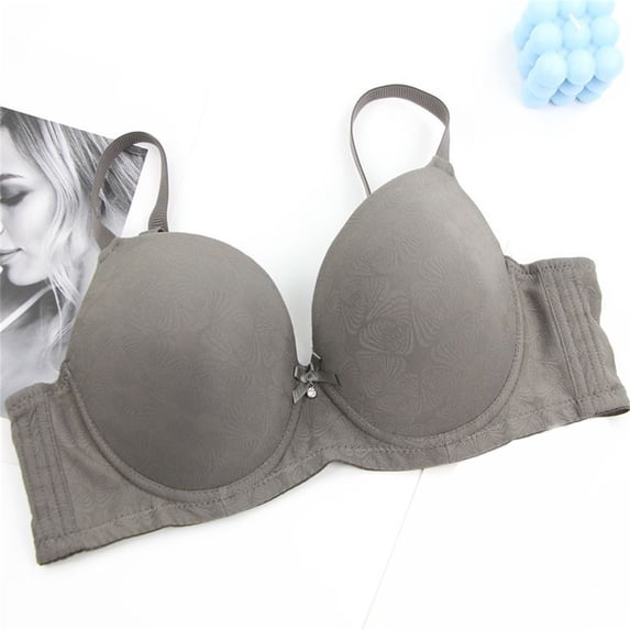 WCJM Gray Women's Plus Size Bras Soft Thin Underwire Support Sleep Bra Underwear Anti Sagging Gathered Bralettes