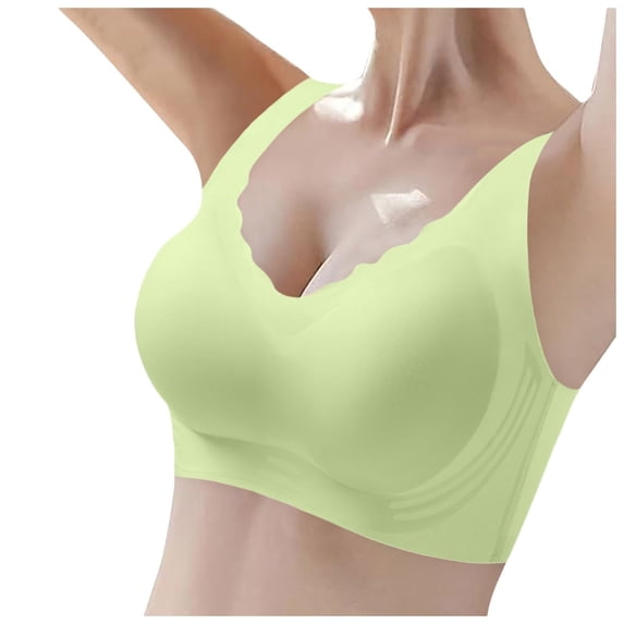 WCJM Green High Support Bras For Women Adjustable Strap Full Coverage Up Bras Comfortable No Underwire Wireless Bras