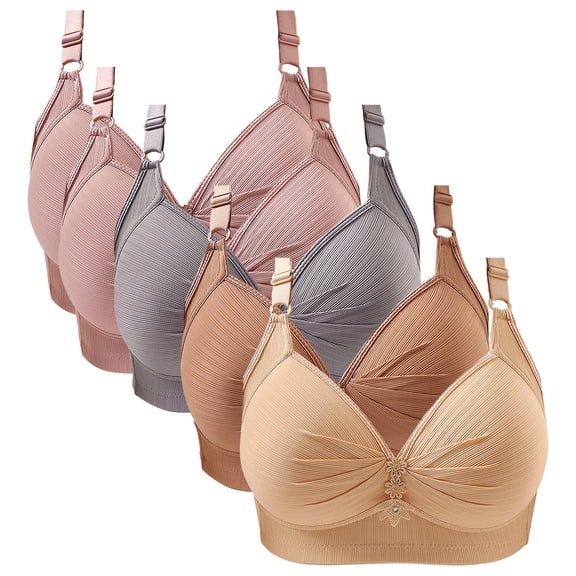 WCJM Lady cotton Black Thin Laceless Steel Ring Comfortable Breathability Underwear Large Size Brater Buckle Female Bra Deep V Neck Vest Bralette Wireless Seamless Bra