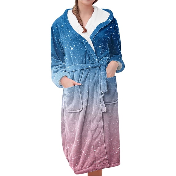 WCJM Lightweight Robes for Women Hooded Warm Robe for Women Bathrobe with Pockets Loungewear Home