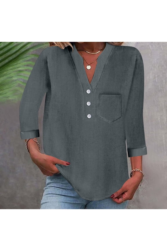 Long Sleeve Crop Tops for Women Twist Back Workout Cropped Women's Long Sleeve T-Shirt Loose Button Shirt Top Stand Solid Color Sleeve Collar Casual Women's Shirt