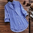 thumbnail image 1 of WCJM Long Sleeve T-Shirt Womens Women's Long Sleeve T-Shirt Women's Plaid Lapel Long Sleeve Vintage Shirt Top, 1 of 4