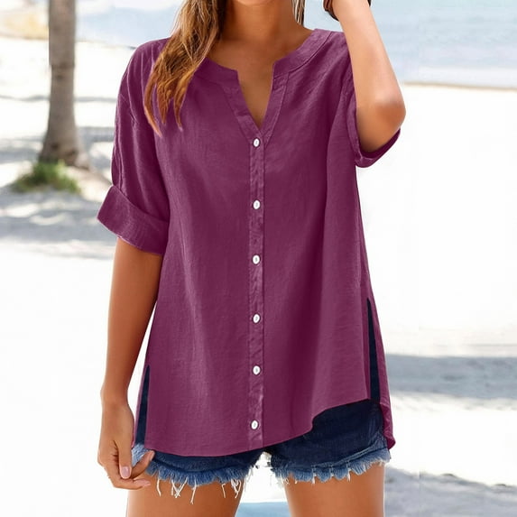 WCJM Long Sleeve T Shirts for Women Loose Fit Women's Long Sleeve T-Shirt Loose Shirt Top Stand Solid Color Sleeve Collar Casual Women's Shirt Women's Shirt