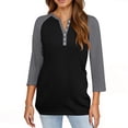 thumbnail image 1 of WCJM Long Sleeve Vneck T Shirt Womens Women's Long Sleeve T-Shirt Women's Tops Summer Printed Women's Top 3/4 Sleeves Buttons Blouse Short Sleeve T Shirt V Neck T Shirt, 1 of 5