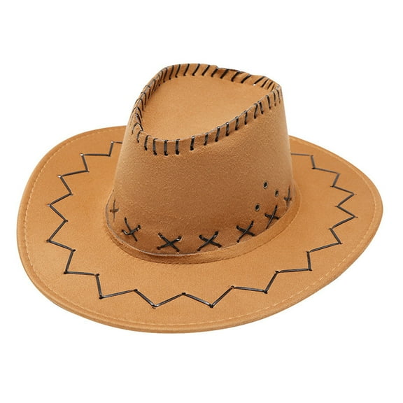 WCJM MaleAdult Casual Solid Suture Summer Western Fashion Cowboy Sun Hat Wide Brim Travel Sun Cap Bronze