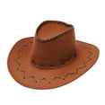 thumbnail image 1 of WCJM MaleAdult Casual Solid Suture Summer Western Fashion Cowboy Sun Hat Wide Brim Travel Sun Cap Brown, 1 of 2