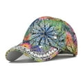thumbnail image 1 of WCJM MaleFemale Summer Flash Drill Floral Print Baseball Caps Adjustable Hat Visors Star Green, 1 of 6